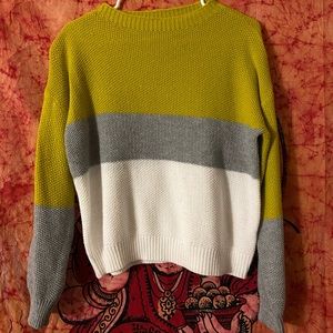 Yellow/ gray/white sweater